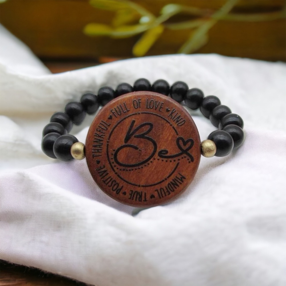 NEW Wooden Bracelet Inspirational Words, Stocking Stuffer, Teacher Gift, Beaded